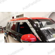 B568 -Дефлекторы окон хромированные 6 элементов Kia Soul 3 (SK3)Дефлекторы окон хромированные 6 элементов Kia Soul 3 (SK3)